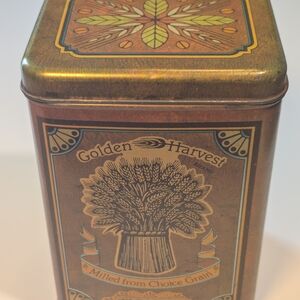 Vintage 1977 Cheinco Golden Harvest Flour Tin Canister Retro Farmhouse Kitchen